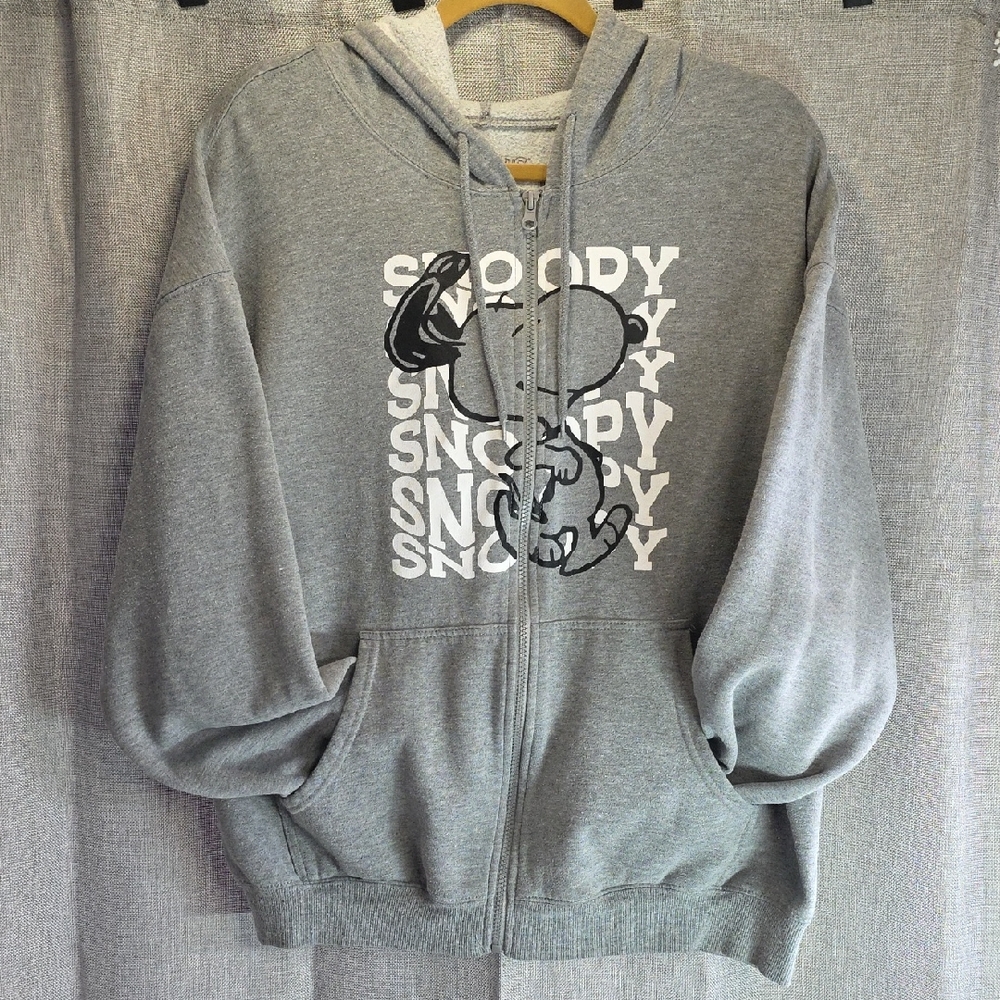 Peanuts Gray Zip-Up Sweater with Snoopy Design unisex size XXL
